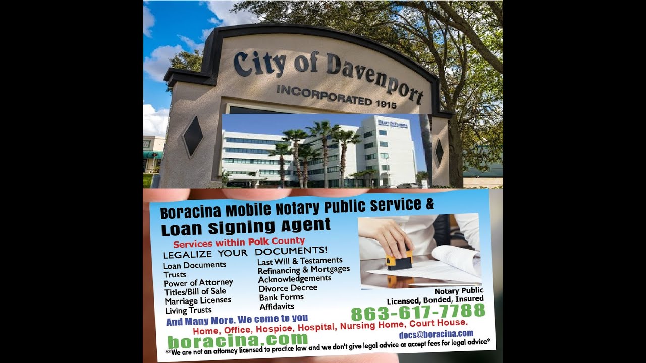 Mobile Notary Public Davenport, FL Certified Loan Signing Agent Service